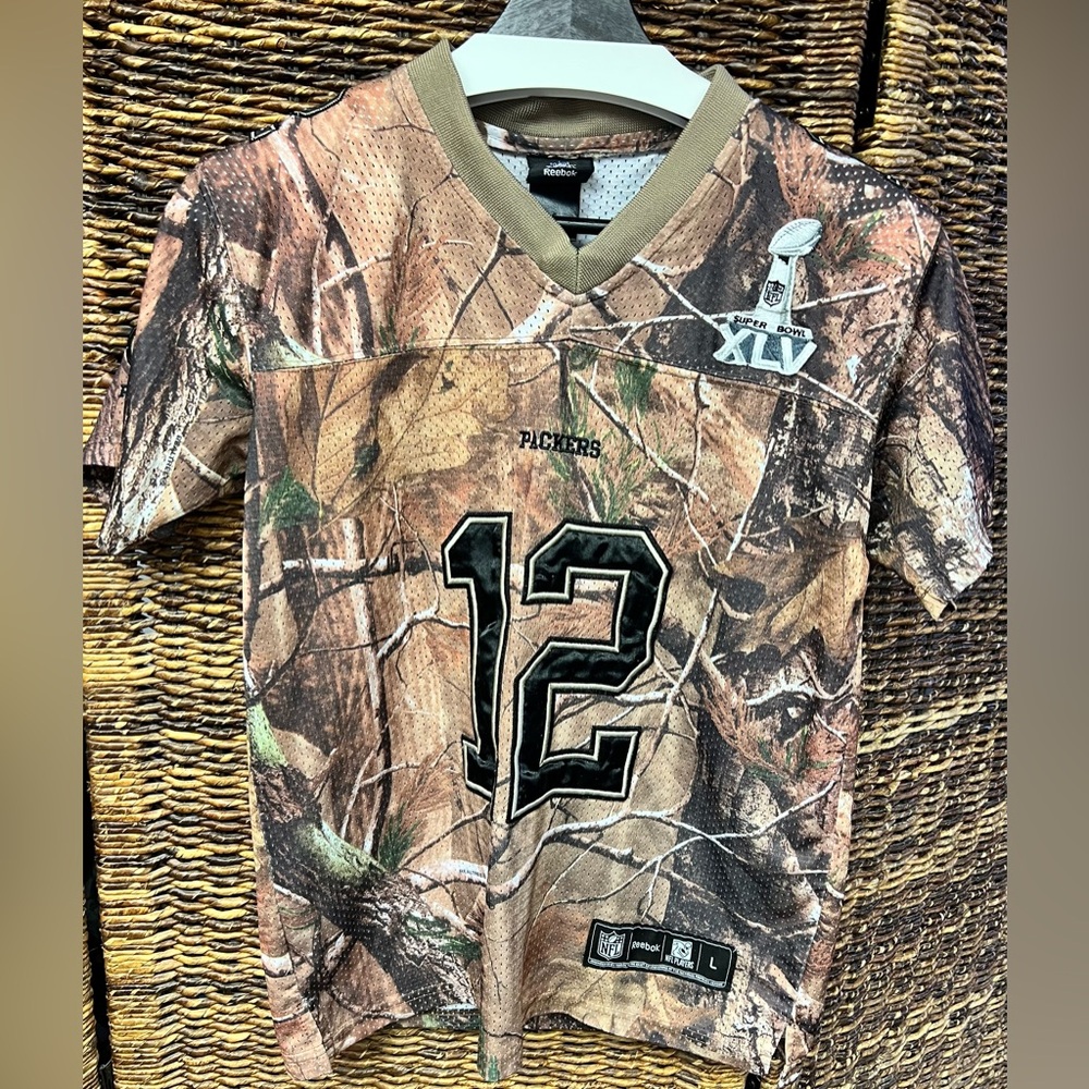 Reebok Camo NFL Jersey-Youth‎ Large, Good condition, some wear, Packers/ Rogers